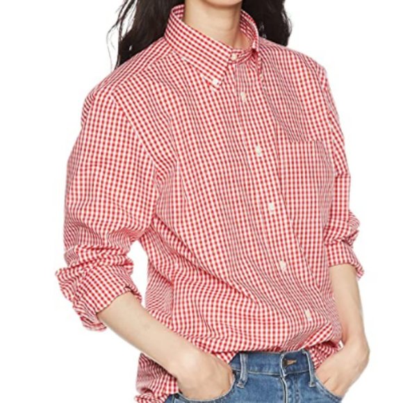 [Monblance] Striped Check Button Collar Shirt CM25 - Picture 3 of 3